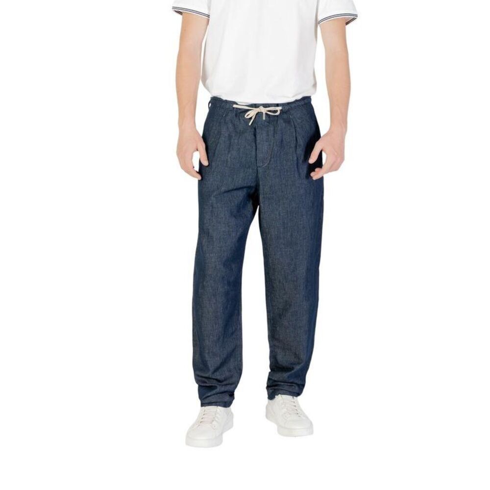 Replay Cotton Relaxed Fit Pants Men Blue Bottoms